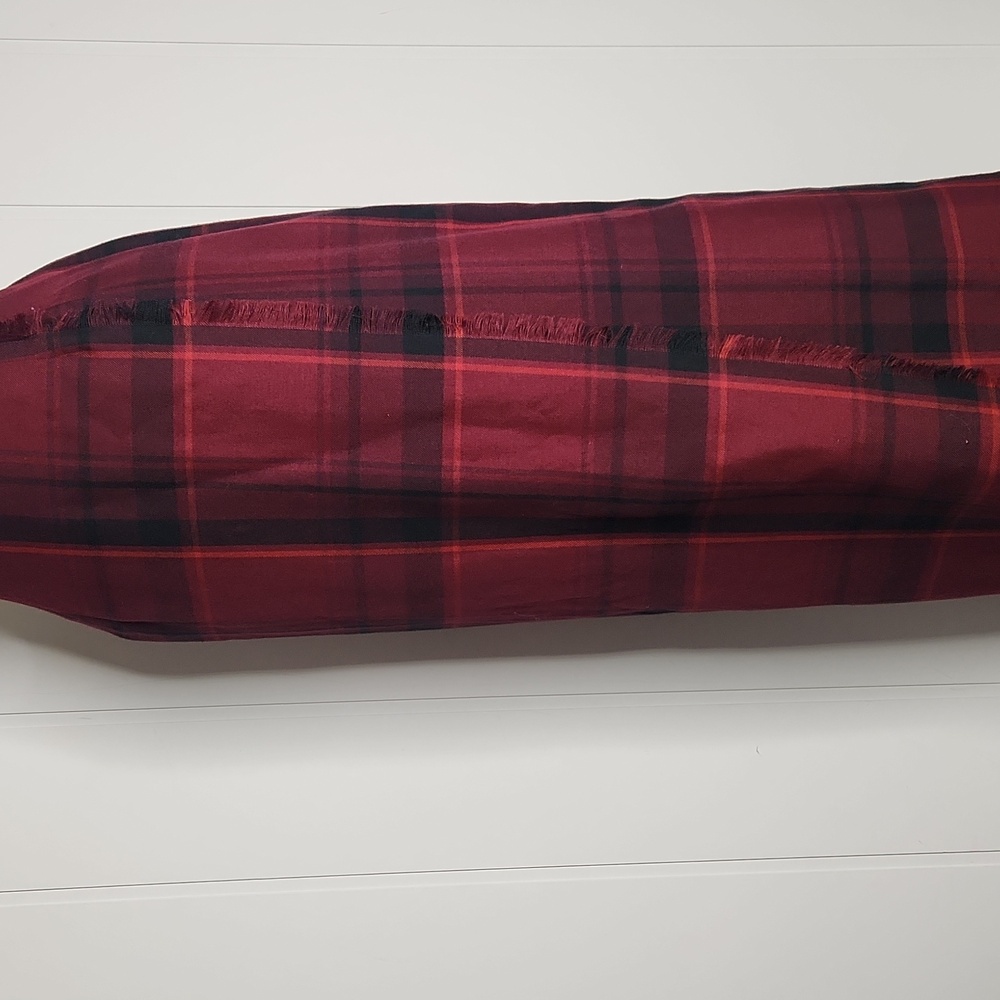 Y2K Red Plaid Side Fringe Classic Office Holiday Wrap Maxi Skirt - Picture 2 of 9